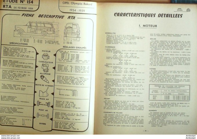 R.T Automobile Opel Olympia Rekord Caravan Fourgonnette 154 # 1959