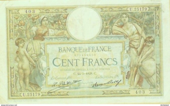 Billet Banque de France 100 francs Luc Olivier Merson Grands Cartouches C.24.5=1929 TTB++