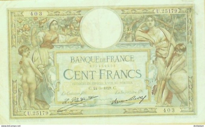 Billet Banque de France 100 francs Luc Olivier Merson Grands Cartouches C245=1929 TTB++