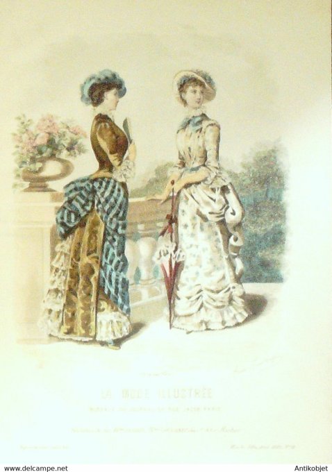Gravure de mode La Mode illustrée 1882 n°18 (Maison Fladry-Coussinet)