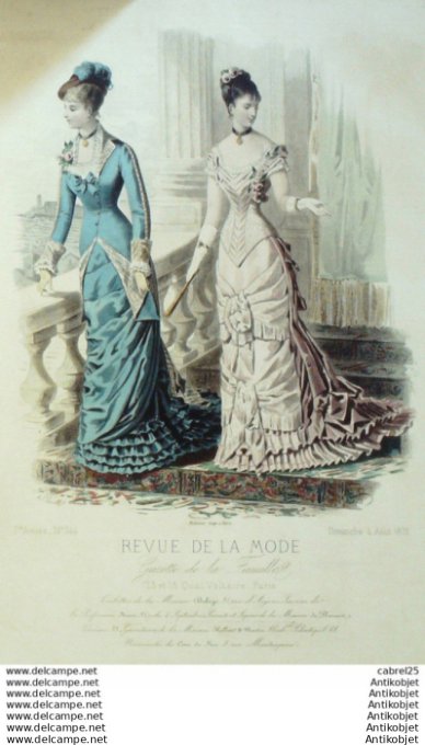 Gravure Mode La Gazette 1878 # 344 (Old Fashion plate)
