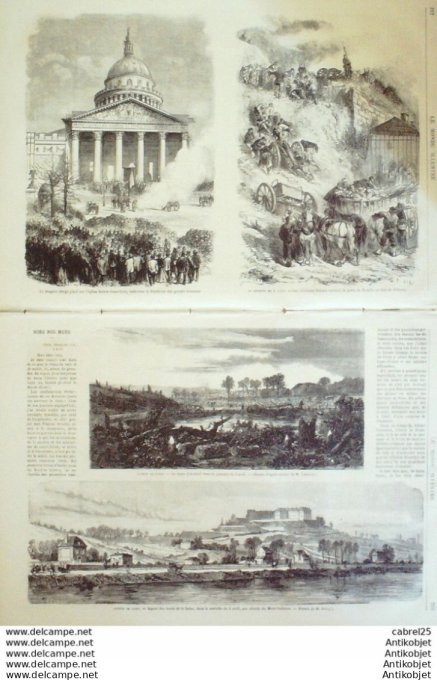 Le Monde illustré 1871 n°730 Neuilly (92) Paris Ste Genevieve Pantheon Montmartre Nanterre (92)