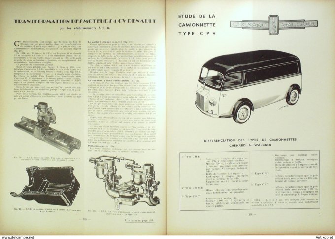 Revue Tech. Automobile 1950 Chenard & Walcker type CPV12 Rosengart