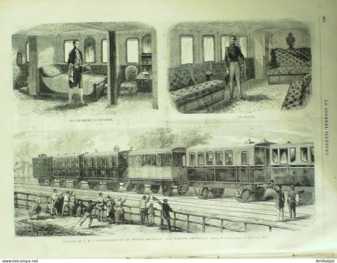 Le journal illustré 1866 n°291 Toulon (83) Arsenal Impératrice Prince wagons impériaux