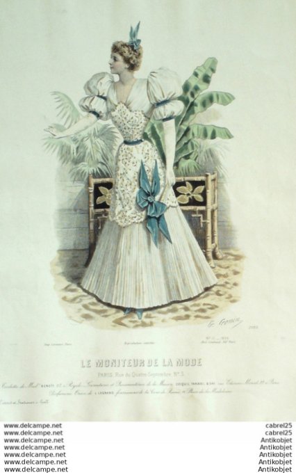 Gravure Mode Le Moniteur 1894 # 10 (Old Fashion plate)