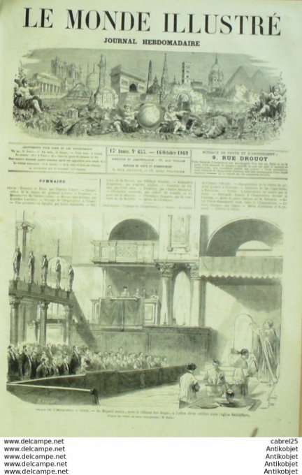 Le Monde illustré 1869 n°653 Pontoise (60) Italie Venise Piazetta, tribune des Doges Espagne Barcelo