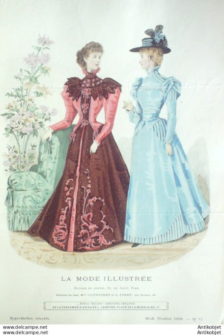 Gravure Mode illustree 1896 # 51 (Old Fashion plate) rare