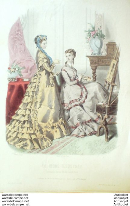 Gravure Mode illustree 1868 # 41 (Old Fashion plate)