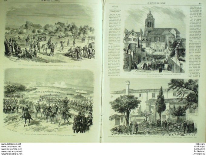 Le Monde illustré 1869 n°653 Pontoise (60) Italie Venise Piazetta, tribune des Doges Espagne Barcelo
