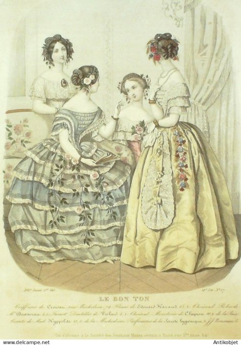 Gravure Mode Le Bon Ton 1850 17 # 17 (aquarelle old fashion plate)