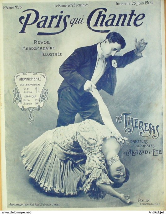 Paris qui chante 1904 n° 75 Les Theresas Bertha Sylvain Mercadier Berka Strit