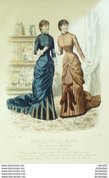 Gravure de mode La Gazette 1879 # 366 Maison Barde Plument