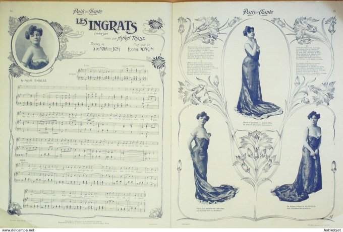 Paris qui chante 1904 n° 75 Les Theresas Bertha Sylvain Mercadier Berka Strit
