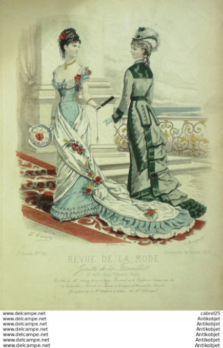 Gravure Mode La Gazette 1878 # 341 (Old Fashion plate)