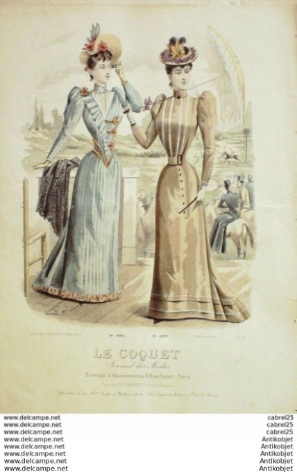 Gravure Mode Le Coquet 1892 # 13 (Old Fashion plate)