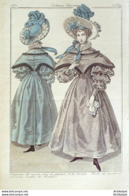 Costume Parisien 1831 # 2889 Robe de moire à Pélerine