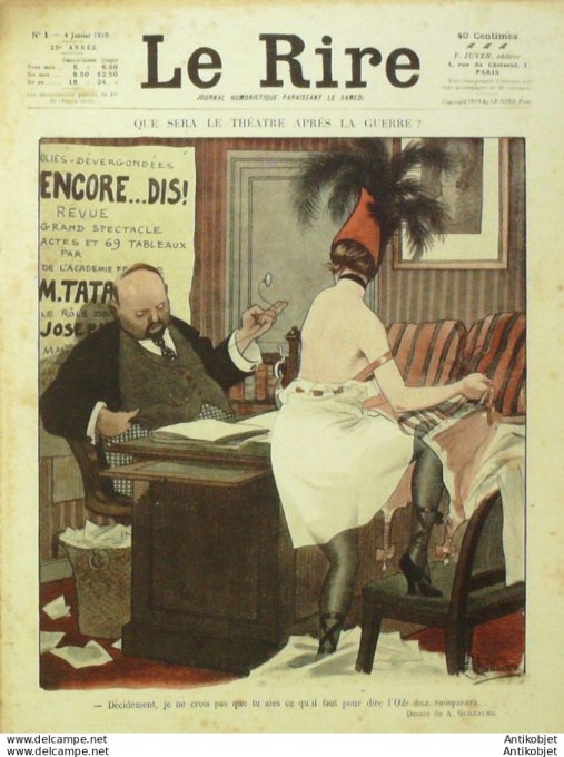 Le Rire 1919-01- 4 #   1 Journal humoristique Ed.Originale Occupation