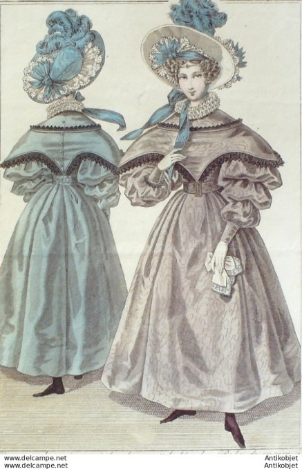 Costume Parisien 1831 # 2889 Robe de moire à Pélerine