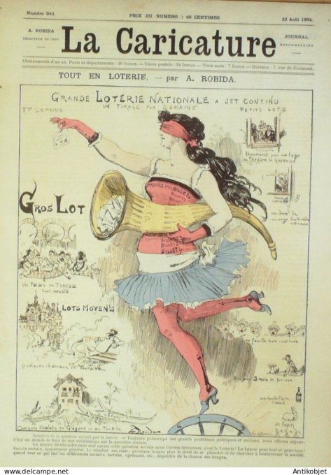 La Caricature 1884 #243 Loterie Nationale Robida Pasteur par Luque Trock