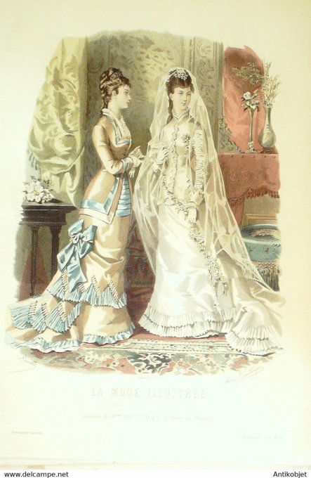 Gravure de mode La Mode illustrée 1878 n°21 (Maison Delaunay)
