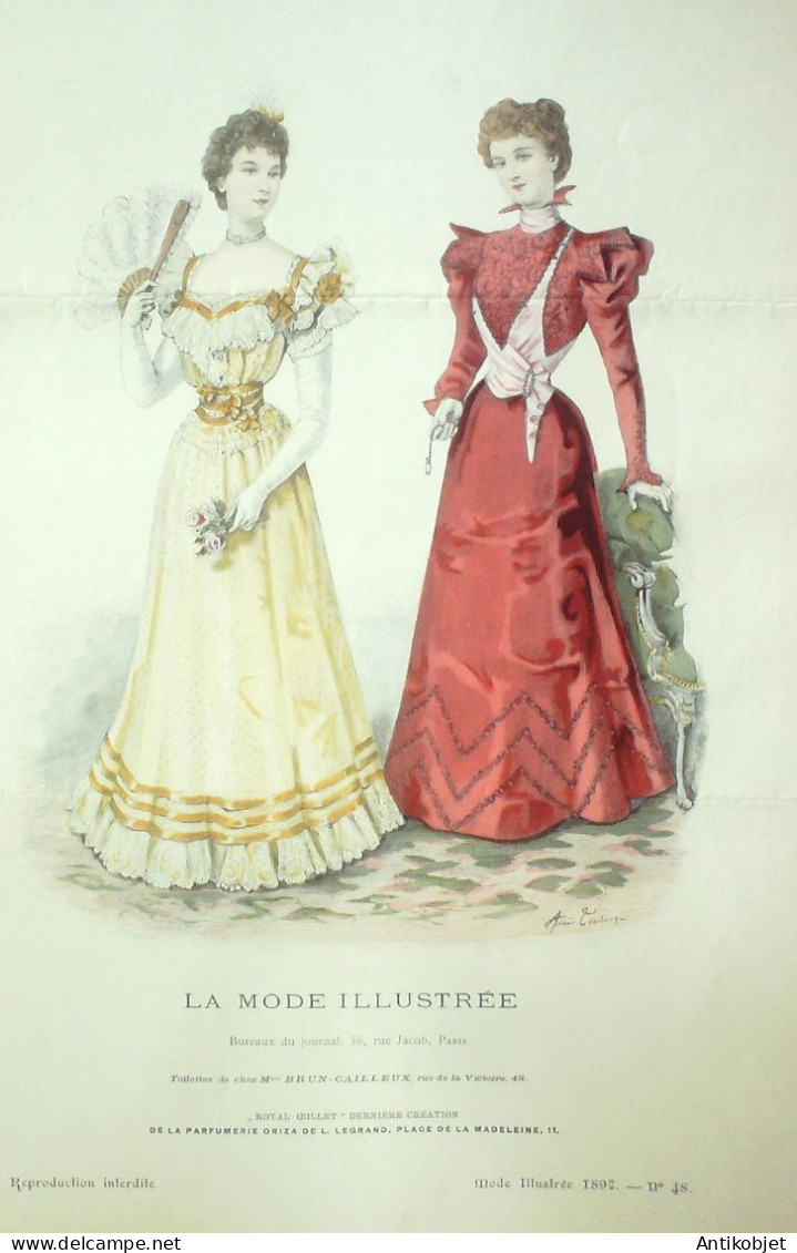 Gravure Mode illustree 1897 # 48 (Old Fashion plate) RARE