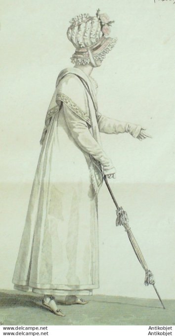 Gravure de mode Costume Parisien 1815 n°1480 Redingote de perkale