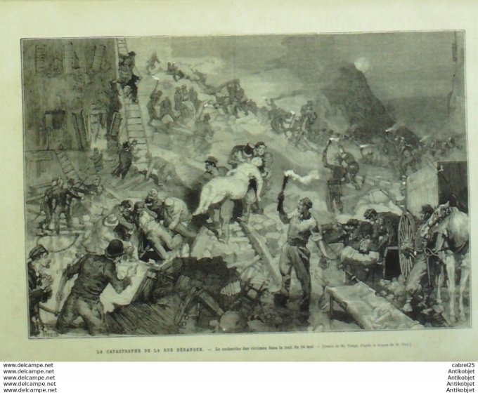 Le Monde illustré 1878 n°1104 Catastrophe Rue Beranger Explosion Albert Gigot Trocadero Bazars Tunis