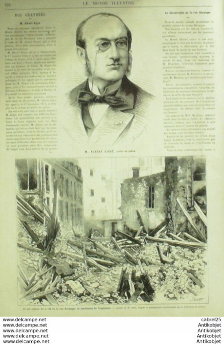 Le Monde illustré 1878 n°1104 Catastrophe Rue Beranger Explosion Albert Gigot Trocadero Bazars Tunis