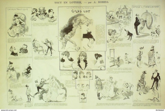 La Caricature 1884 #243 Loterie Nationale Robida Pasteur par Luque Trock