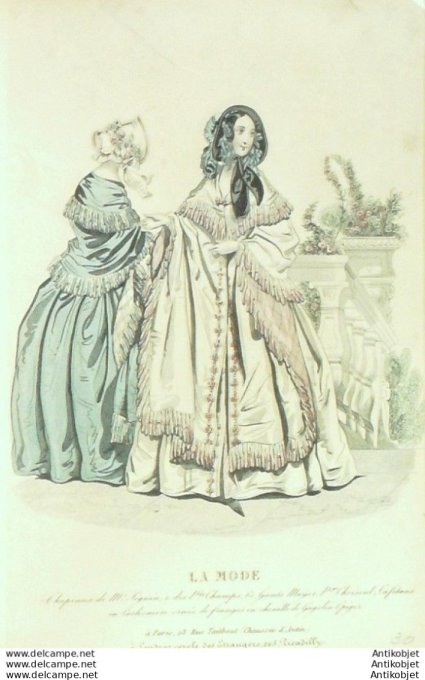 Gravure La mode 1843 # 30 (aquarelle old Fashion plate)