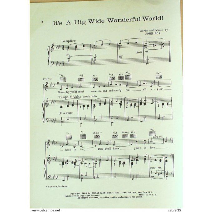 ROX JOHN-IT'S A BIG WIDE WONDERFUL WORLD-1940