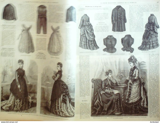 La Mode illustrée journal + gravure associée 1874 # 44