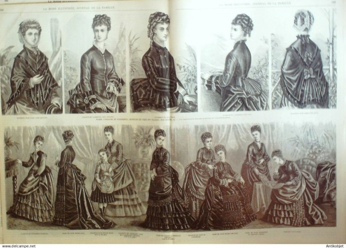 La Mode illustrée journal + gravure associée 1874 # 44