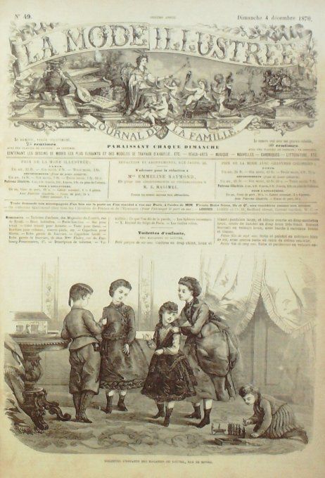 Journal Mode illustrée 1870 # 49 Toilettes d'enfants