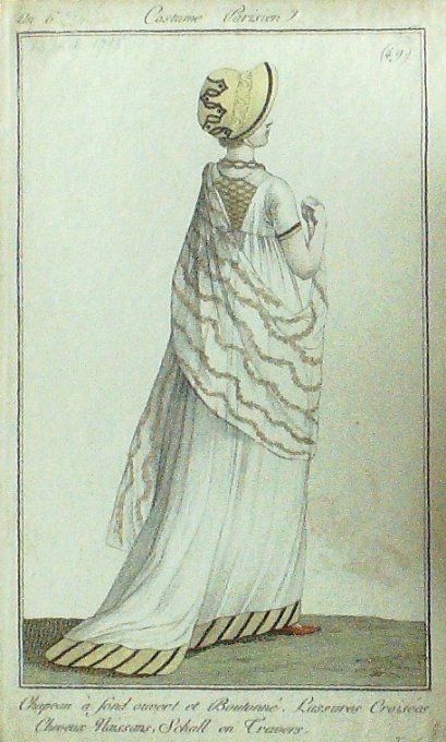 Gravure Mode Costume Parisien 1797 an  6 #  49 (eau forte old Fashion plate