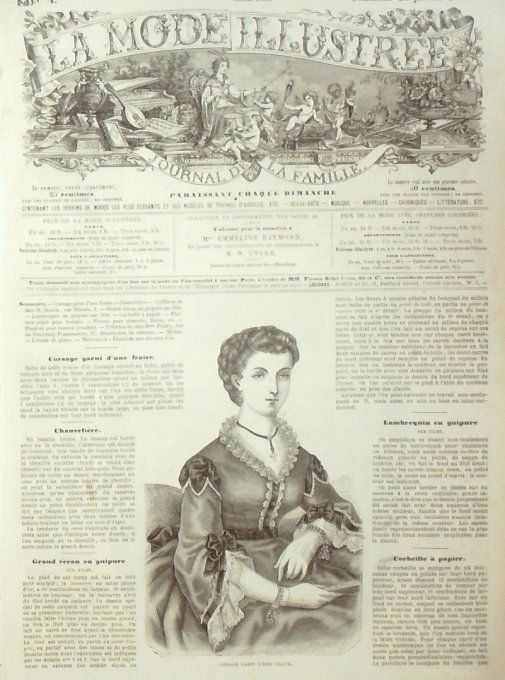 Journal Mode illustrée 1870 #  4 Corsagé garni de fraise