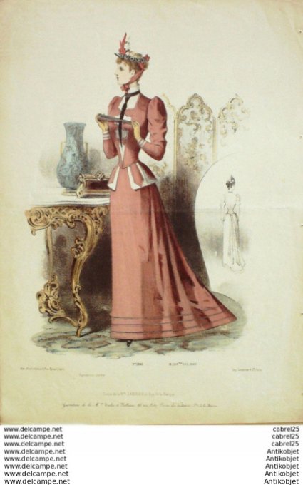 Gravure Mode Le Coquet 1892 # 12 (Old Fashion plate)