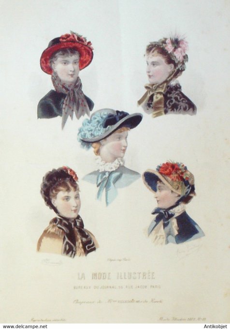 Gravure de mode La Mode illustrée 1882 n°19 (Maison Villedieu)