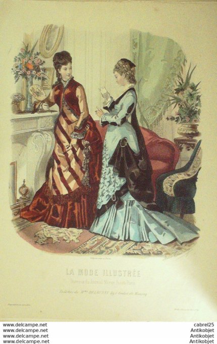 Gravure de mode La Mode illustrée 1875 n°47 (Maison  Delaunay)