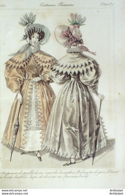 Gravure Mode Costume Parisien 1831 # 2913 (eau forte old Fashion plate