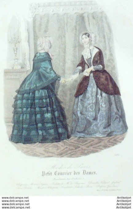 Gravure Mode Courrier des Dames 1849 # 2469 (eau forte old Fashion plate)