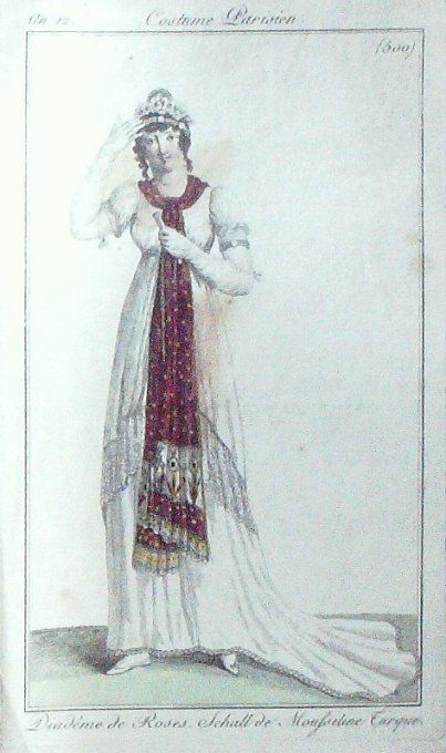 Gravure Mode Costume Parisien 1803 an 11 # 500 (eau forte old Fashion plate