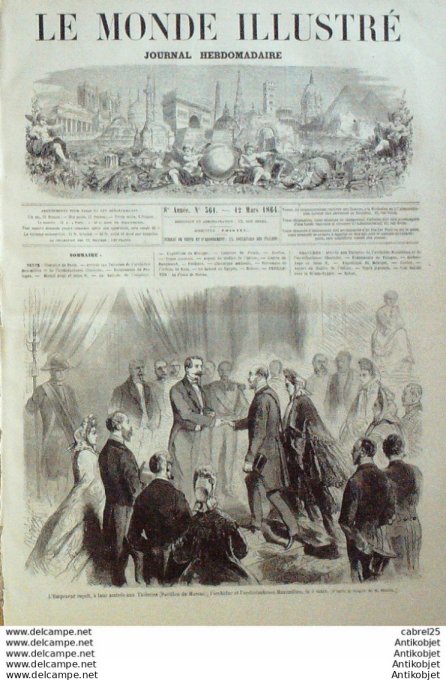 Le Monde illustré 1864 n°361 Italie Bologne Mexique Rio Grande Guanajato Grèce Corfou Japon