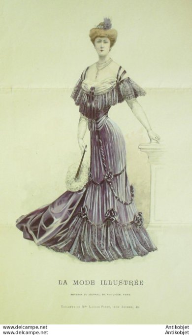 Gravure Mode illustree 1904 #  2 (Old Fashion plate) rare