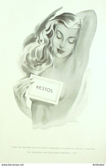 Publicité Lingerie Kestos Vahiné signée Langlais 1960