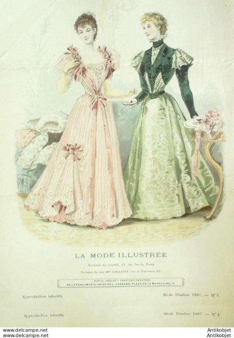 Gravure Mode illustree 1897 #  1 (Old Fashion plate) rare
