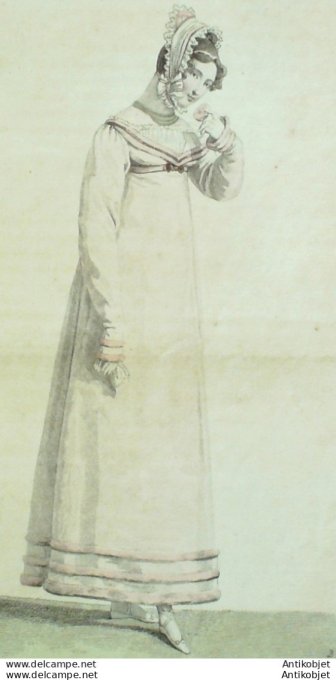 Gravure de mode Costume Parisien 1815 n°1481 Robe de Lévantine
