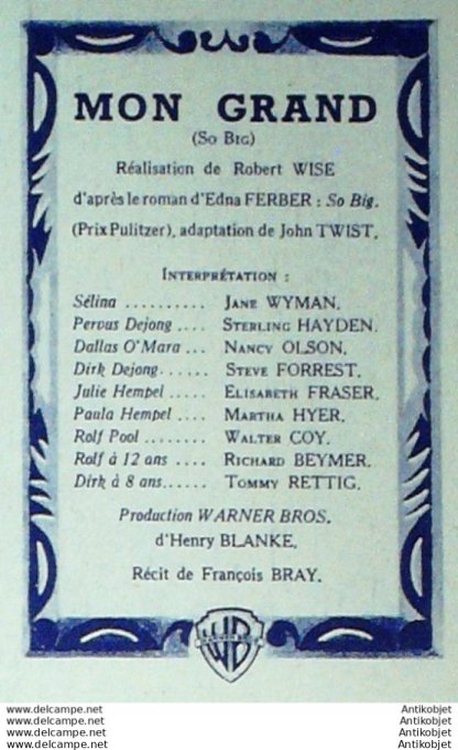 Mon Film 413 54-07-21 Mon grand Steve Forrect Jane Wyman Martha Hyer