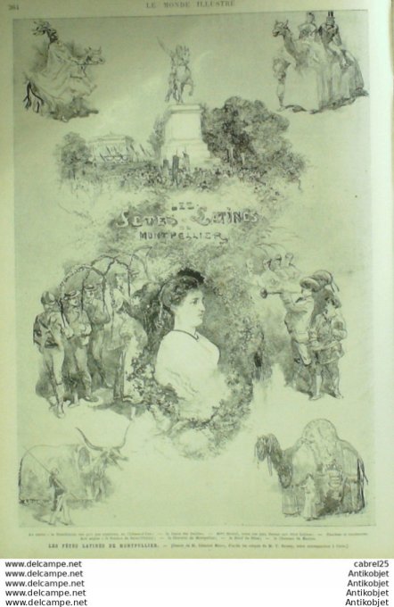Le Monde illustré 1878 n°1106 Montpellier (34) Angleterre Folkestone Turquie Constantinople Cheregan