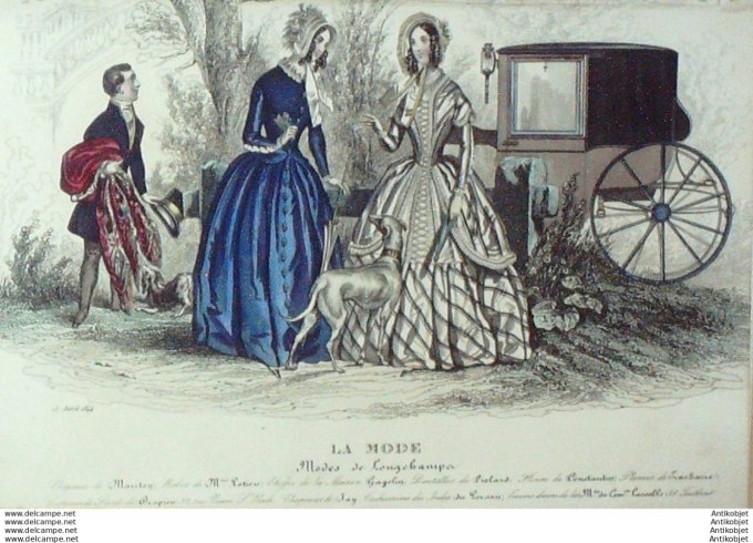 Gravure La mode 1844 # 10 (aquarelle old Fashion plate)